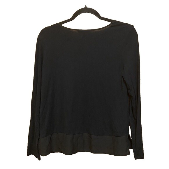 Banana Republic Women's black long-sleeve blouse V-neck and ruffle hem Size/ SP - Picture 2 of 10